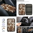 thumbnail image 4 of Renewold Light Brown Cow Print Car Seat Cover Front Back Seat Protector with Steering Wheel Cover,Belt Pad,Armrest Pad Handbrake Cover Gear Shift Cover Universal Fit Car Accessories, 4 of 7