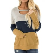 Women's Long Sleeves Tunic Cutout Choker Top