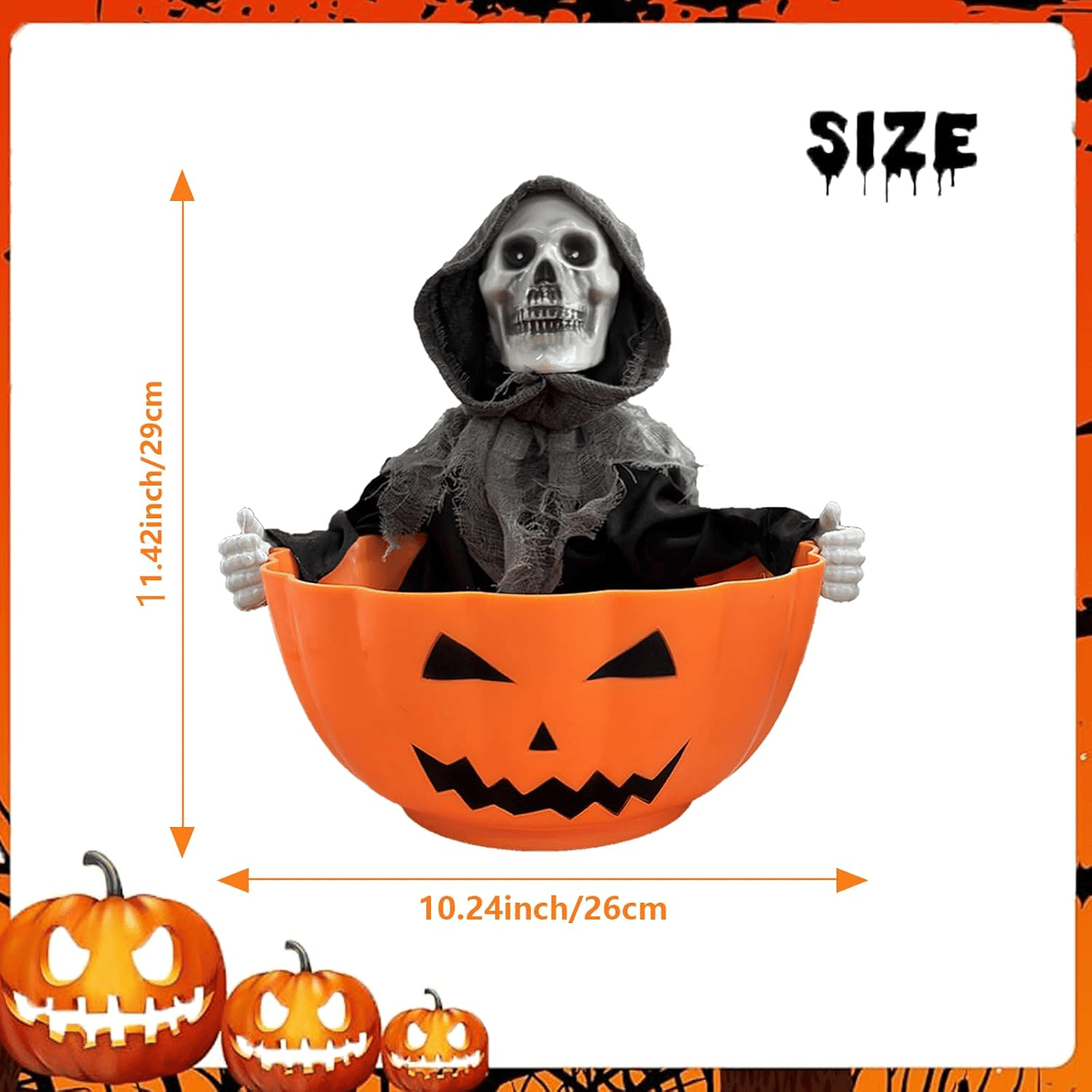 Light Up Witch Candy Bowl with Ghost Skull Sound for Halloween Parties
