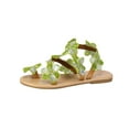 thumbnail image 2 of Women's Floral Flat Sandals Fashion Casual Non Slip Ankle Strap Beach Slip On Flowers Flats Shoes (Green,39), 2 of 6