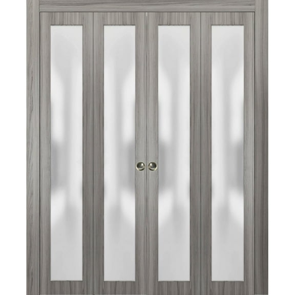 Sliding Closet Double Bi-fold Doors | Planum 2102 Ginger Ash with Frosted Glass
