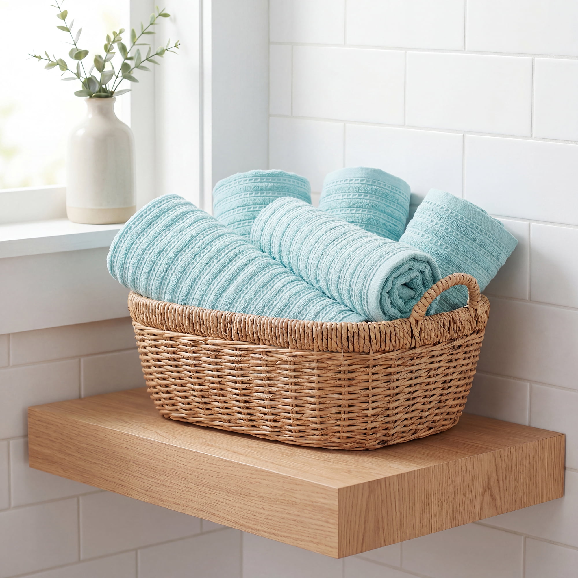 Unique Bargains Classic Bath Towel 2 Pack Blue/Royal Blue 55" x 28"