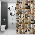 thumbnail image 4 of Vintage Brown Plaid Shower Curtain for Bathroom Decor, Chicken Cattle Pig Farmhouse Animal Waterproof Fabric Shower Curtain, 72"x96" Set with 12 Hooks, 4 of 9