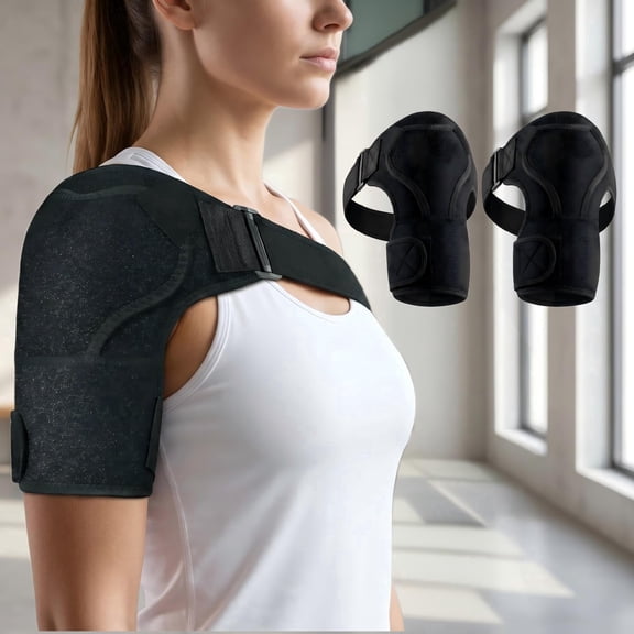 2 pack Shoulder Support Brace - Adjustable Compression Sleeve for Men and Women, Fits Right or Left Shoulder
