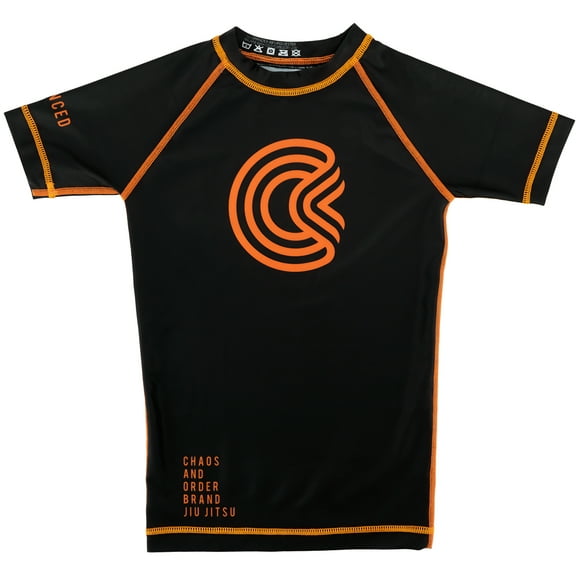 Chaos and Order Kid's Base Label V2 Short Sleeve BJJ Rashguard - XL - Black