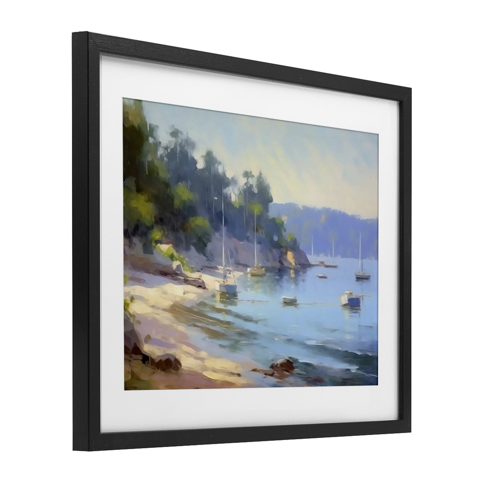 Stupell Industries Near The Shore Summer Sailing Black Framed Print Under Glass, design by Creative Studio