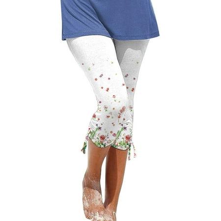 

JWZUY Womens Capri Yoga Pants Loose Drawstring Pajama Pants Lounge Joggers Pants with Pockets White S