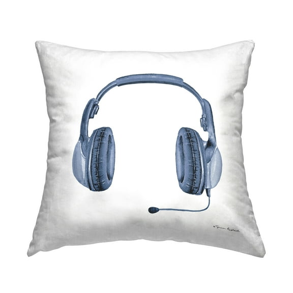 Stupell Industries Blue Gamer Headset Decorative Printed Throw Pillow Design by Sharon Kuplack