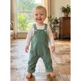 thumbnail image 4 of RUINIXCW Newborn Baby Boy Girl Fall Winter Clothes Infant Baby Boys Girls 2 Pieces Outfit Solid White Long Sleeve Romper Front Pocket Bib Overall Suspender Pants and Set, 4 of 9