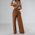 thumbnail image 4 of GSPCLAM Women's Fashion Overalls Wide-Leg Jumpsuits with Pockets for Taking a Walk Fall Baggy Soft Trousers Brown M, 4 of 4