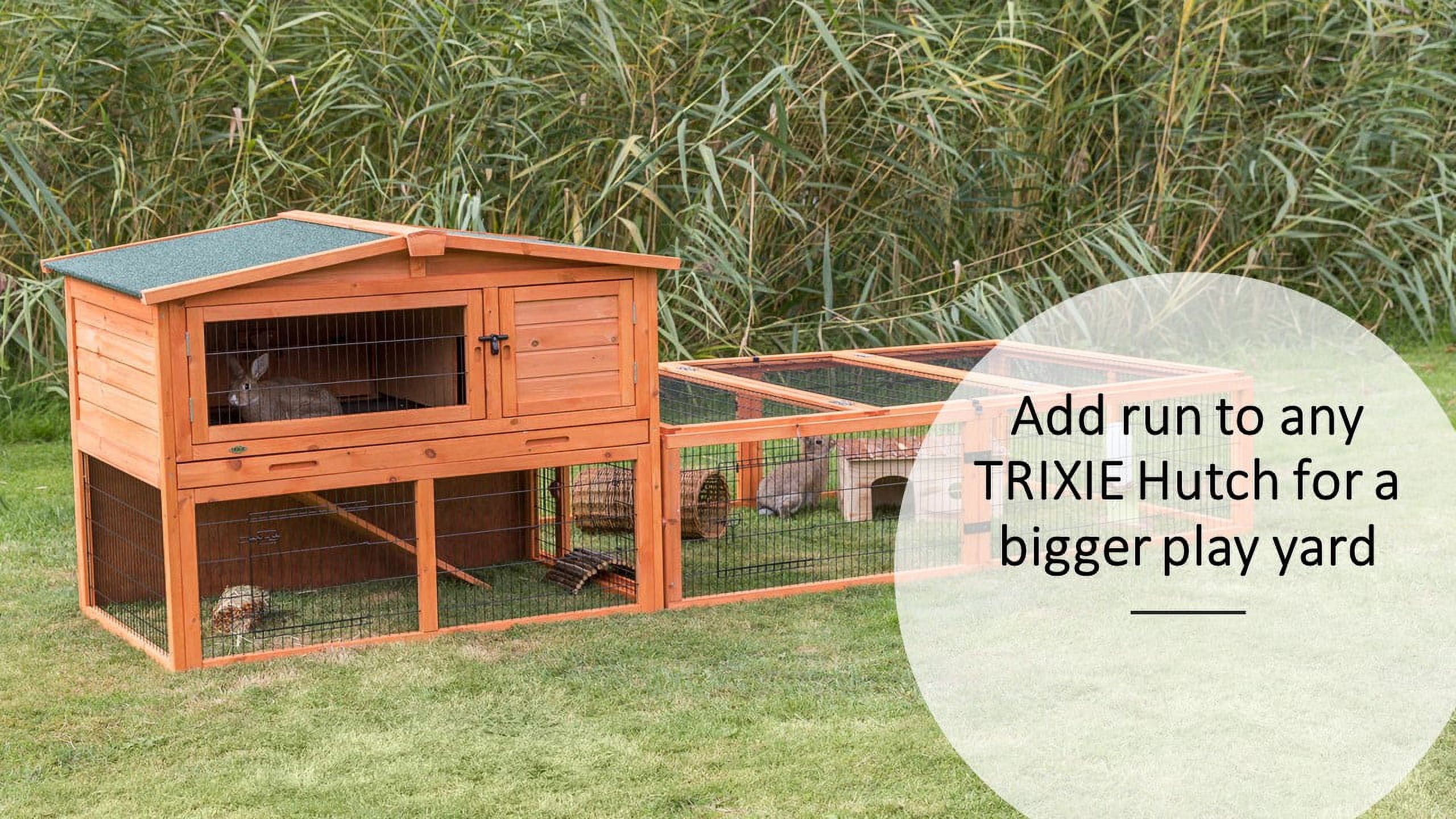 TRIXIE Weatherproof Outdoor Large Small Animal Cage and Run Extension w-Hinged Roof, Brown