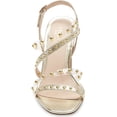 thumbnail image 4 of Cecelia New York Vanessa Gold Embellished Sandal Clear Open Toe High Pumps (Gold, 6), 4 of 6