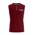 thumbnail image 4 of USNSM Men's Summer Tank Tops Color Block Button Down Sleeveless Henley T Shirts Pullover Casual Slim Fit Shirts with Pocket Red XL, 4 of 8