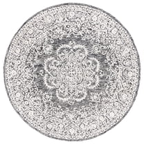 SAFAVIEH Precious Darrin Quatrefoil Area Rug, Black/Ivory, 6' x 6' Round