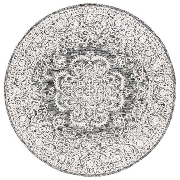 SAFAVIEH Precious Darrin Quatrefoil Area Rug, Black/Ivory, 6' x 6' Round