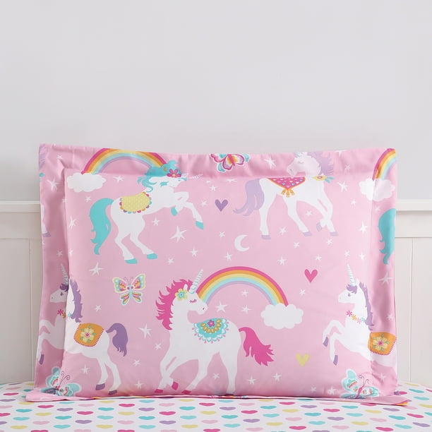 Your Zone Rainbow Unicorn Bed In A Bag Coordinated Bedding Set Pink Twin Size Walmart Com Walmart Com
