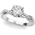 thumbnail image 3 of JewelMore 0.50 Carat Twisting Infinity Gold and Diamond Split Shank Pave Set Diamond Engagement Ring with a 0.4 Carat J-K I2 Center, 3 of 6