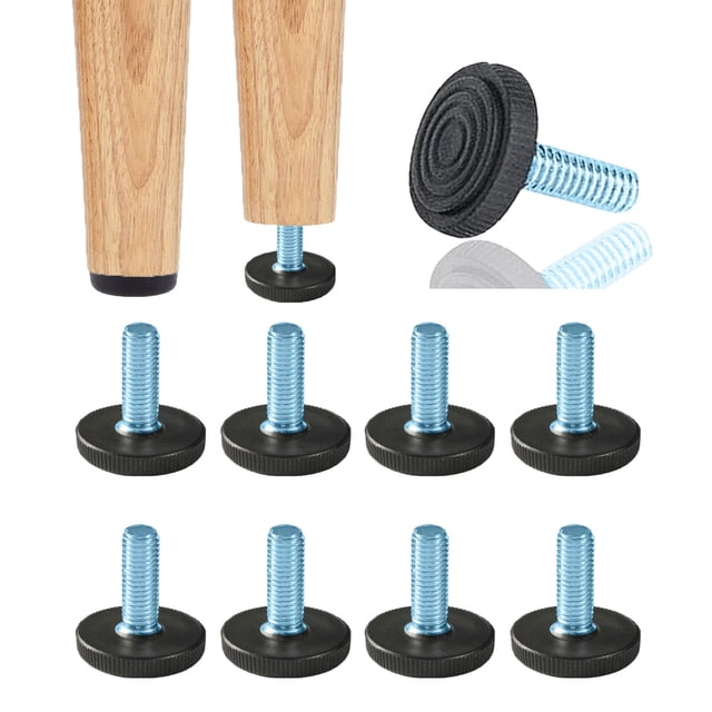 8 niveladores de muebles ajustables con rosca M6, roscados, niveladores ajustables, pies atornillados, nivelación deslizante para muebles, para mesa, silla, patas de muebles