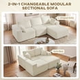 thumbnail image 4 of HOMCOM Modular Sectional Sofa, L Shaped Couch with Deep Seat, Cream White, 4 of 10