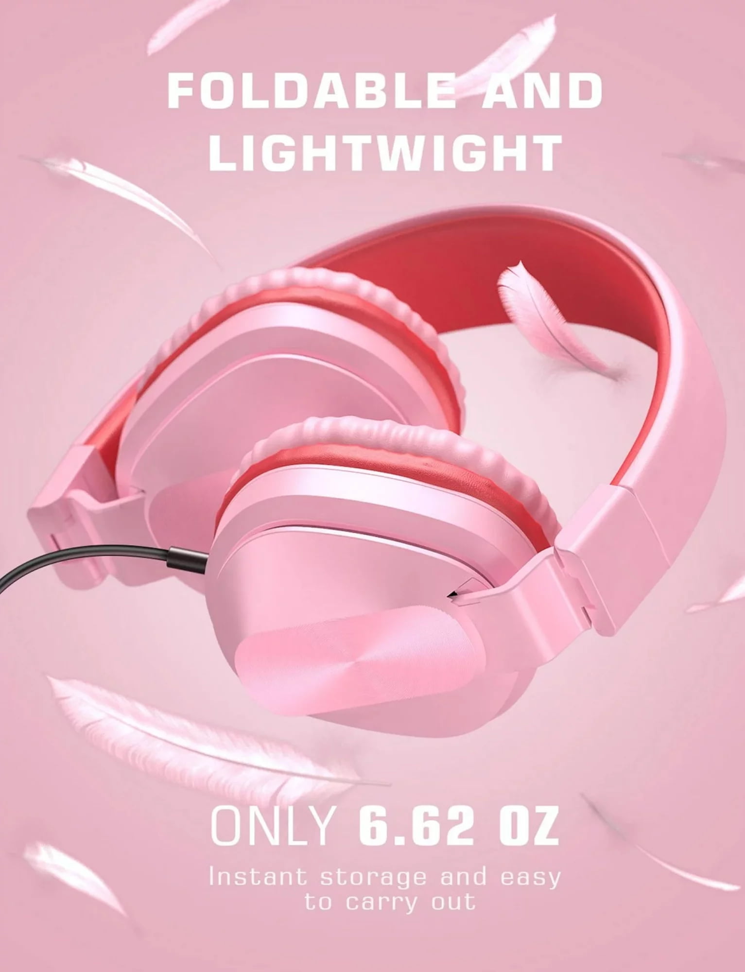 2Pack Kids Headphones with Microphone for School Classroom Bulk Set, Volume Limiter 85/94dB, Wired Girls Headphones with Foldable Design for Online Learning/Travel/