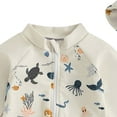 thumbnail image 5 of JUMESG Swimsuit Boys Rashguard Toddler Baby Boy Swimsuit Rash Guard Fish Golf Pattern Snap Button Long Sleeve Swimwear with Swim Cap 0 3 6 12 18 24 Months 2T 3T 4T (White,0-3 Months), 5 of 7