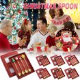 thumbnail image 1 of Fiudx Juego de Cucharas Navideñas de Acero Inoxidable, Diseño Festivo, Vajilla de 4 Piezas, Colgantes de Botas, Ciervos, Árboles y Coronas, Perfecto para Fiestas y Reuniones Familiares, Caja Lista pa, 1 of 7