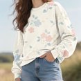 thumbnail image 5 of Kaondbfi Soft and Graceful Floral Print Sweatshirts for Women Fall Fashion Round Neck Pullover Tops Womens Loose Fit Long Sleeve Hoodless, 5 of 9