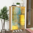 thumbnail image 6 of Shoe Storage Cabinet with 3 Flip Drawers for Teal Yellow Abstract Art Painting Shoe Rack Storage Organizer, 6 of 8