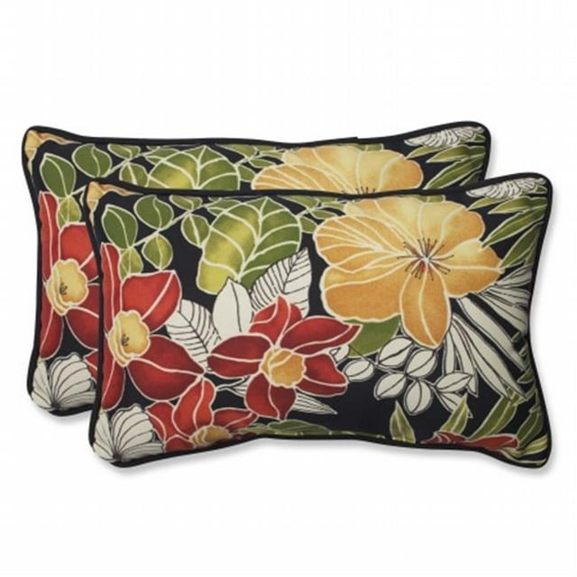 Pillow Perfect 560618 Clémens Noir Rectangulaire Jeter Oreiller - Lot de 2