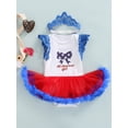 thumbnail image 2 of Arvbitana 0-24 Months 2Pcs Infant Baby Girls Romper Dress 4th of July Outfit Star/Bowknot Print Sleeveless Tulle Dress with Headband Independence Day Set, 2 of 9