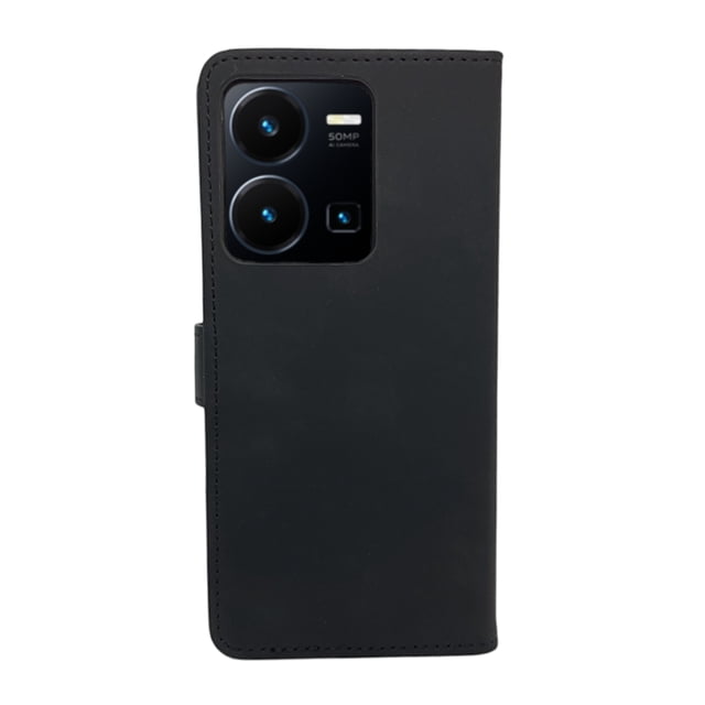 Funda Cartera Suave Para Vivo Y22/ Y22s / Y35 Negro Más 2 Micas