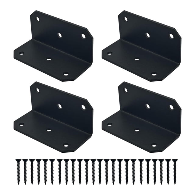 veasfak 90 Degree Corner Brace Metal Joint Fastener L Bracket for Shelf Fence Tables 4 Set