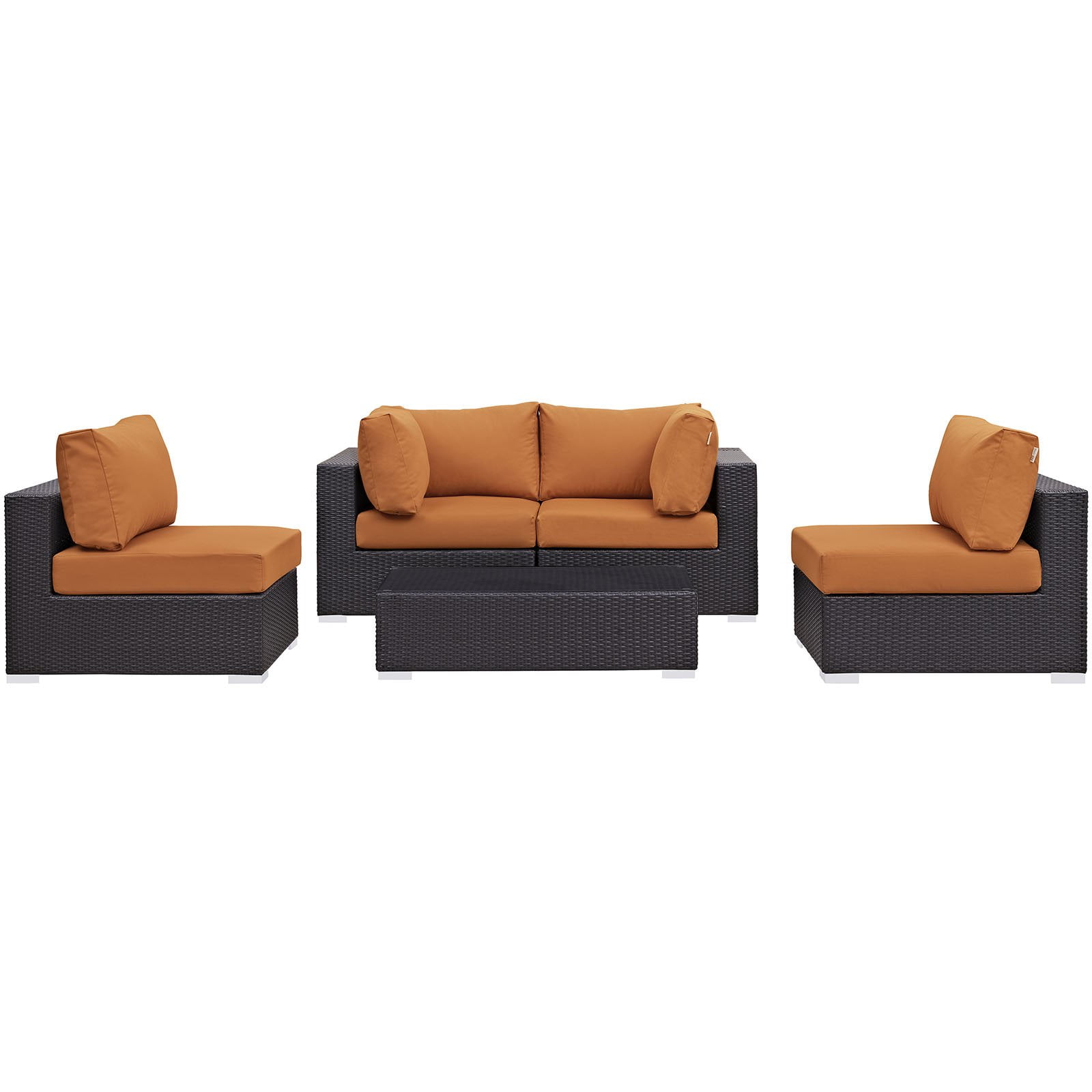 Convene 5pc Outdoor Patio Sectional Set - Orange - Modway