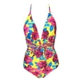 thumbnail image 3 of Leutsin Maillot de Bain pour Femmes, une-Pièce Bikini à Col en V, à Bandage, Imprimé, 3 of 4