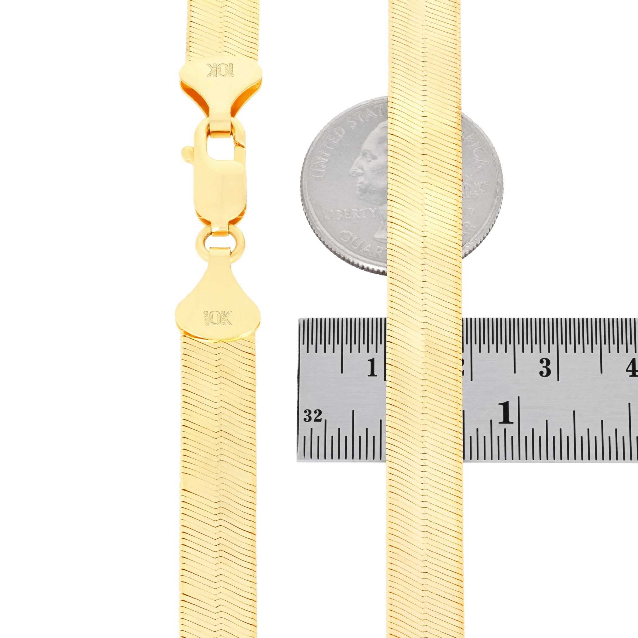Nuragold 10k Real Yellow Gold Solid Herringbone Flexible 9mm Chain Necklace (16"-24") Italian Jewelry for Men & Women