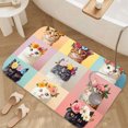 thumbnail image 3 of 1pc Cats with Flower Crowns Absorbent Non-Slip Bathroom Thickened Flannel Rug Decor,Soft,Quick Drying,Suitable For Indoor/outdoor Use,Bathrooms,Bedrooms,Kitchens,Terrace,Laundry Rooms,16"x24", 3 of 9