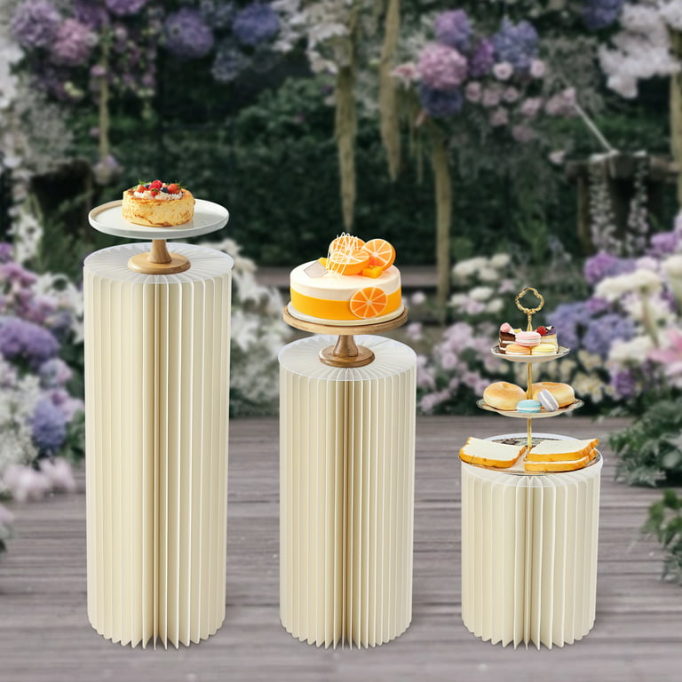 YIYIBYUS 3 Different Size Wedding Flower Stands Gold Metal Column
