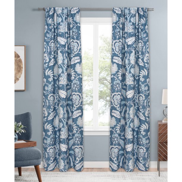 Mainstays Floral Leaves Single Blackout Curtain Panel - Walmart.com