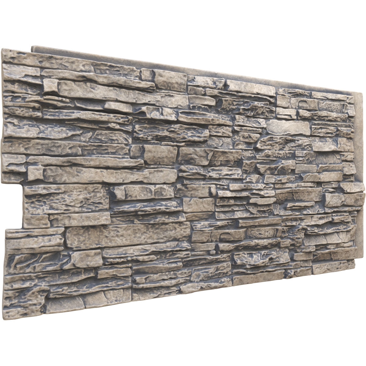 Ekena Millwork 45 3/4"W x 24 1/2"H x 1 1/4"D Canyon Ridge Stacked Stone, EverStone Faux Stone Siding Panel, Linen Graphite