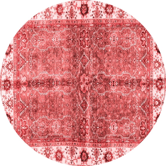 Ahgly Company Machine Washable Indoor Round Oriental Red Traditional Area Rugs, 5' Round