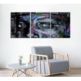 thumbnail image 2 of Hieng Large Living Room Canvas Wall Art 3 Panels Graffiti Black Woman Portrait Poster Abstract Street Pop Artwork for Bedroom Bathroom Wall Decor, 2 of 5