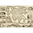 thumbnail image 2 of Vintage Maps 24x17 Gold Ornate Wood Framed with Double Matting Museum Art Print Titled - Greece and Peloponnesian, 2 of 4