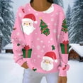 thumbnail image 5 of Hipattires Merry Christmas! Womens Long Sleeve Shirts Christmas Crew Neck Pullover Holiday , Winter Graphic Printed Tops for Ladies Fashion, 5 of 7