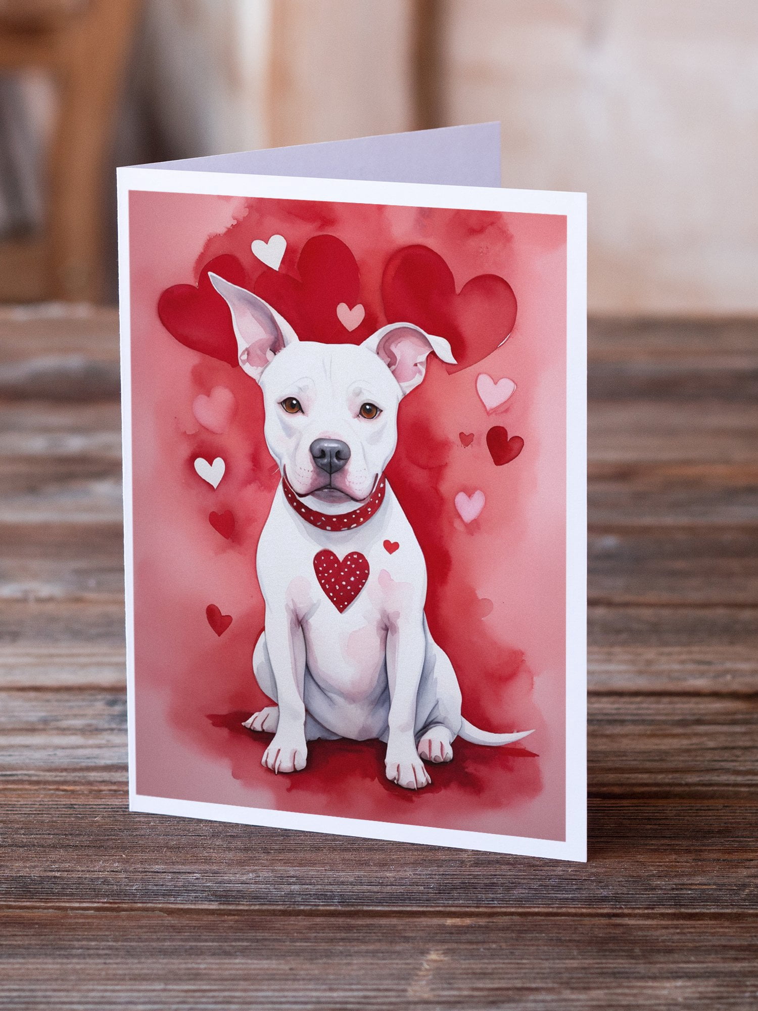 Pit Bull Terrier My Valentine Greeting Cards Pack of 8 7 in x 5 in