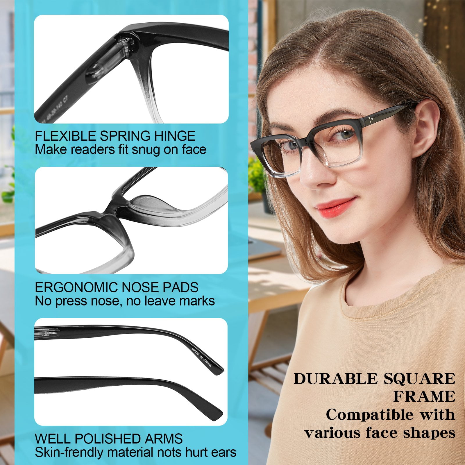 OCCI CHIARI 2.75 Large Reading Glasses for Women Oversized Reader(1.0 1.25 1.5 1.75 2.0 2.25 2.5 2.75 3.0 3.5 4.0) with Arylic Lens