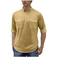 thumbnail image 2 of asjyhkr Mens Shirts Adjustable Sleeve Button Stand Collar Pullover Casual Breathable Hiking Vacation Workout Tops with Pockets, 2 of 8