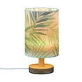 thumbnail image 2 of Summer Tropical Leaves Bedside Table Lamp LED Warm Lights with USB Charging Port Retro Cylinder Desk Lamps for Bedroom Living Room Office Coffee Bar Decoration, 2 of 7