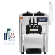 VEVOR Commercial Ice Cream Machine, 18-28 L/H Yield, 1850W 3-Flavor Countertop Soft Serve Ice Cream Maker, 2 x 5.5L Stainless Steel Cylinder, LED Panel Auto Clean Pre-cooling, for Restaurant Bars