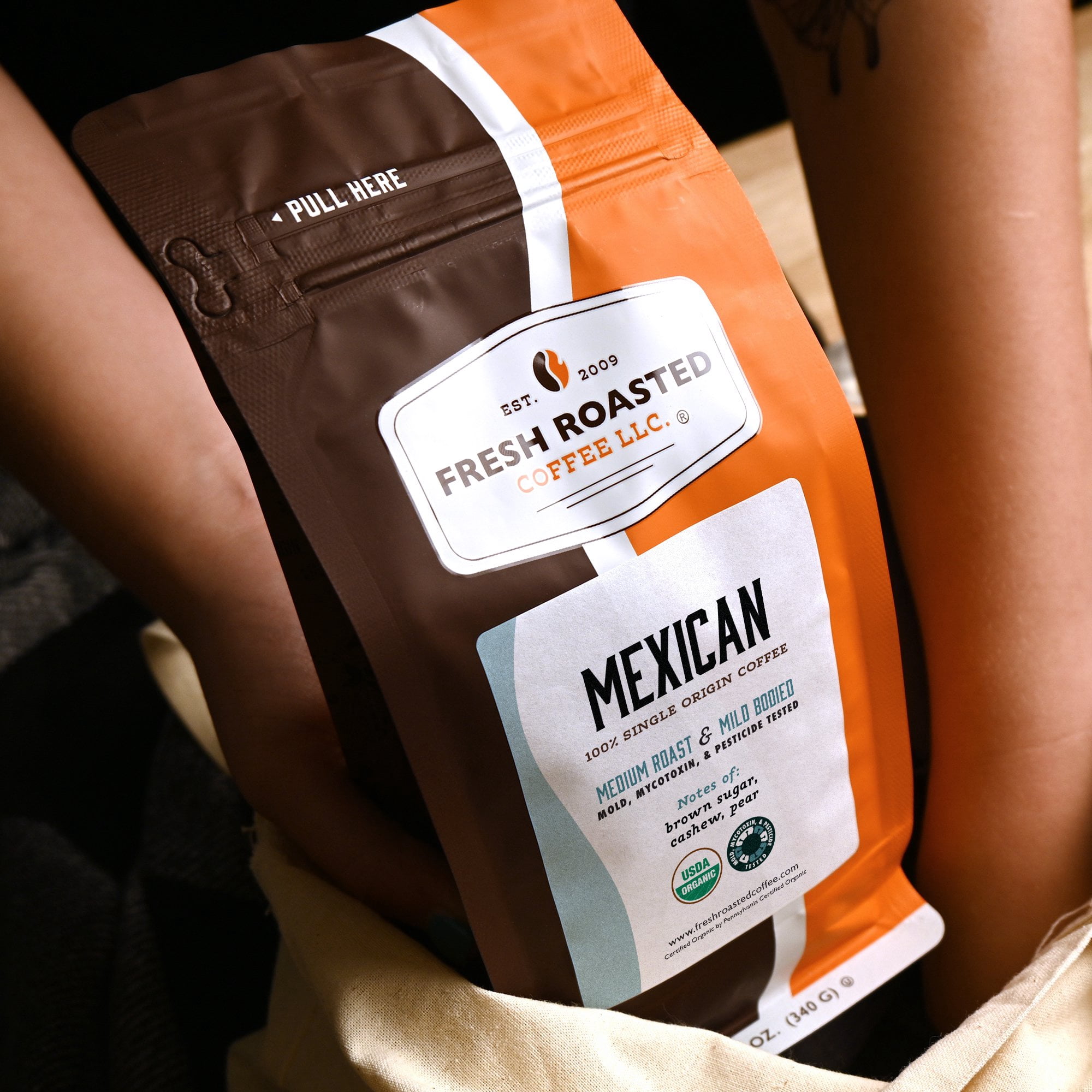 3 pack Fresh Roasted Coffee, Organic Mexican Coffee, Medium Roast, Whole Bean, 12 oz