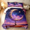 thumbnail image 2 of Homewish Nature Botanical Tree Bed Spread Queen,Moon Galaxy Print Queen Coverlet Set,Pink Purple,Black Reversible,3pcs, 2 of 7